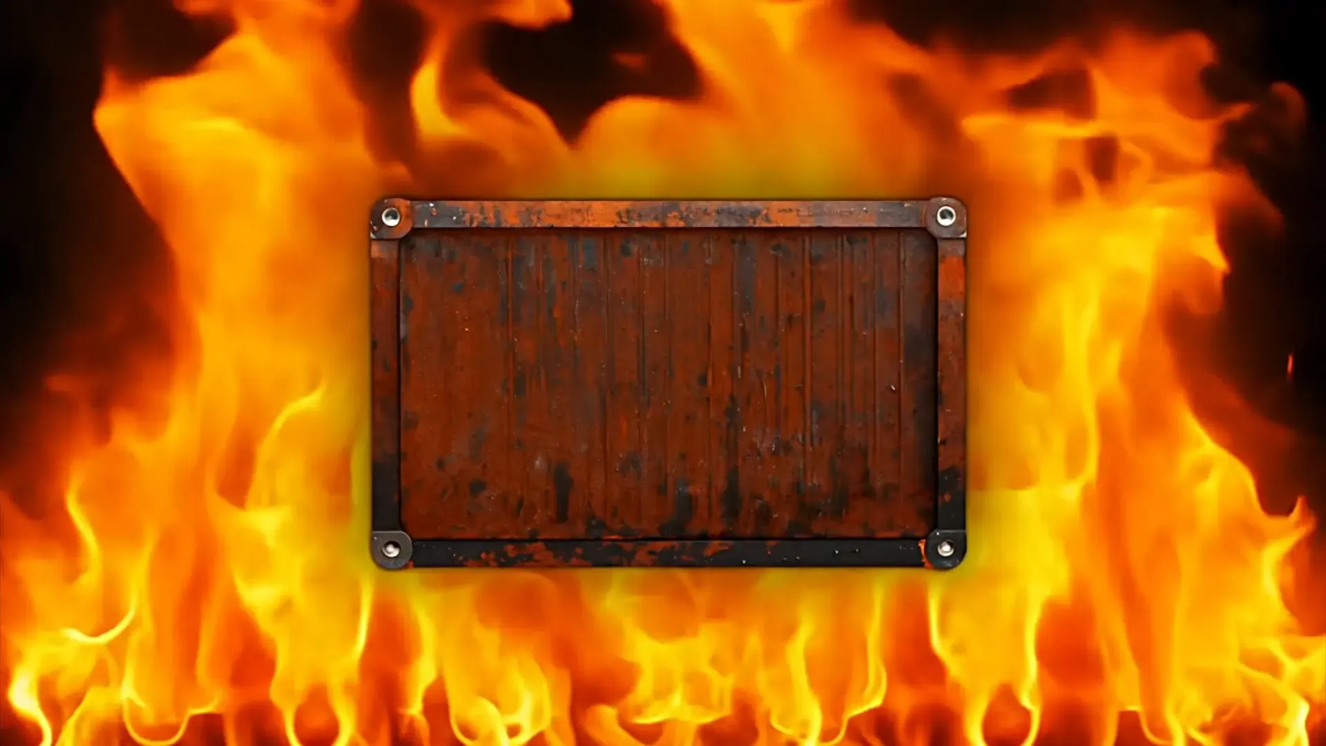 Flaming Metal Frame Background for Cinematic Title Reveals